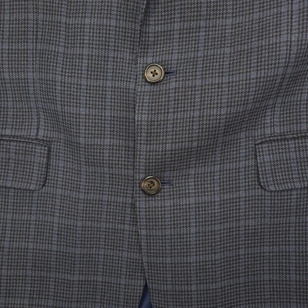 Ralph Lauren Blazer‎ Jacket Men's 42L Gray Blue Glen Check Silk Wool Blend